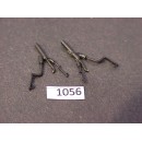 1056 - HO Scale - Steam Loco pipe clamps, extended base, 2 sizes (1/16 with clamp, 3/16H base) (1/32 with clamp, 3/16H base), f/p black - Pkg. 2